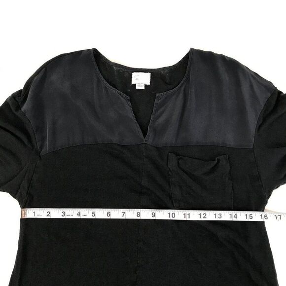 Anthropologie Postmark Linen Silk Pocket Tee Women's Size Small Black 9-H15 STCL - Picture 6 of 10